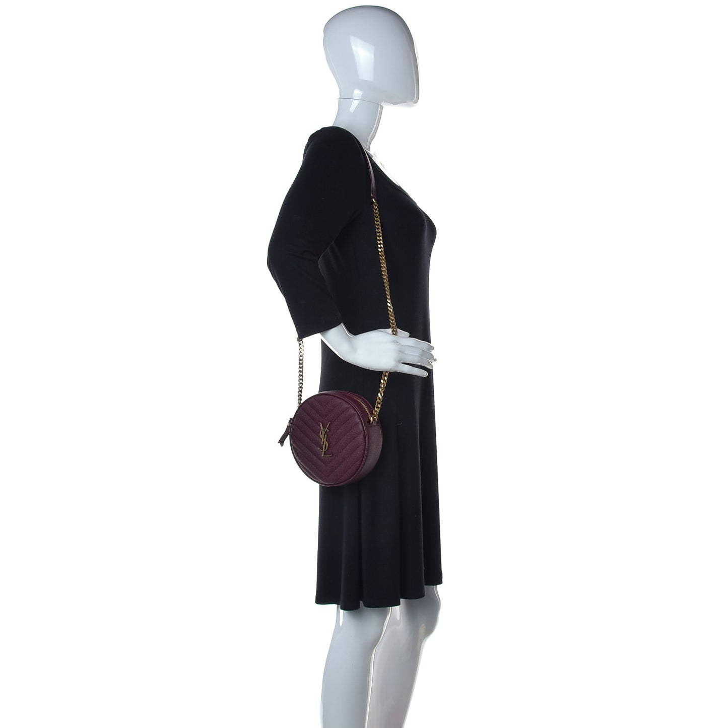 Grain De Poudre Matelasse Chevron Quilted Round Vinyle Camera Bag Rouge Legion
