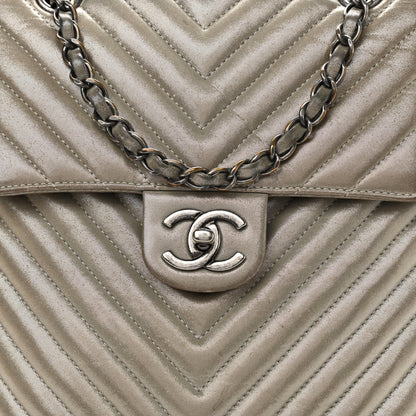 Chanel Iridescent Calfskin Chevron Quilted Small Urban Spirit Backpack Silver 8 of 15