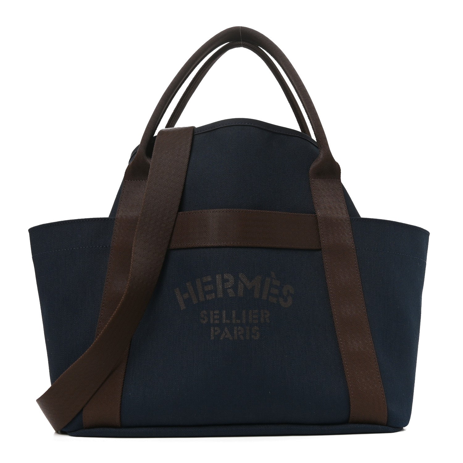 Hermes Canvas The Grooming Bag Bleu Navy Feu 1 of 10