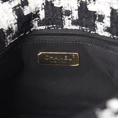 Chanel Tweed Quilted Medium 19 Flap Black Ecru White 5 of 9