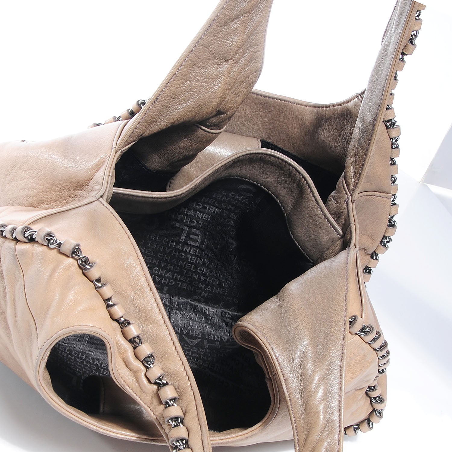 Chanel Leather Chain Hobo Beige 5 of 7