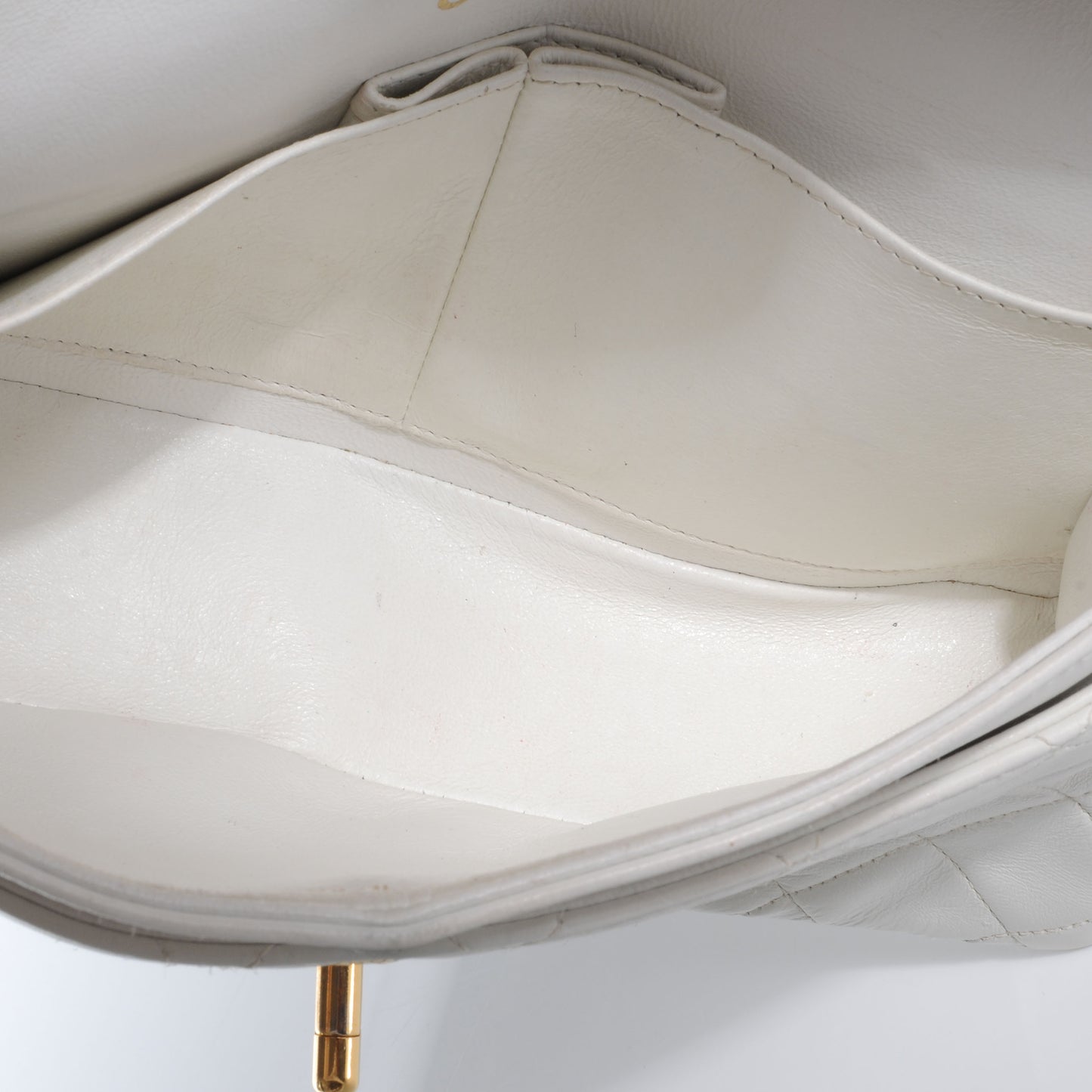 Lambskin Quilted Small Double Flap White