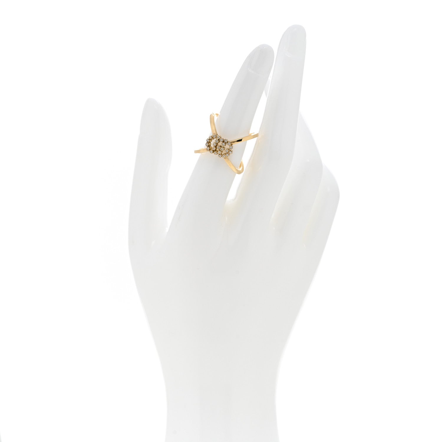 Gucci 18K Yellow Gold Diamond Running G Cross Ring 53 6.5 2 of 6