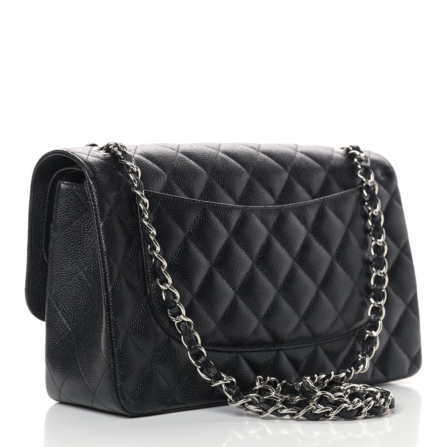 Caviar Quilted Jumbo Double Flap Black