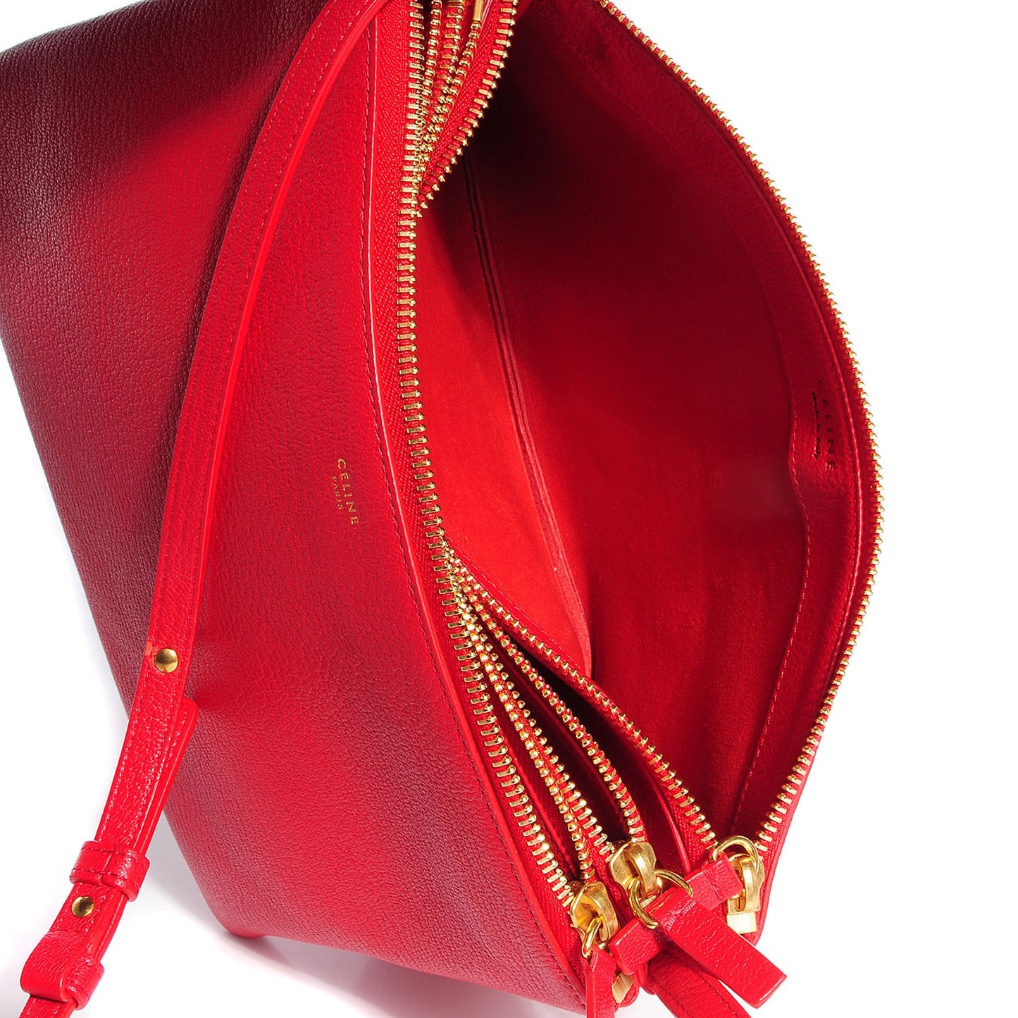 Goatskin Large Trio Crossbody Bag Scarlet