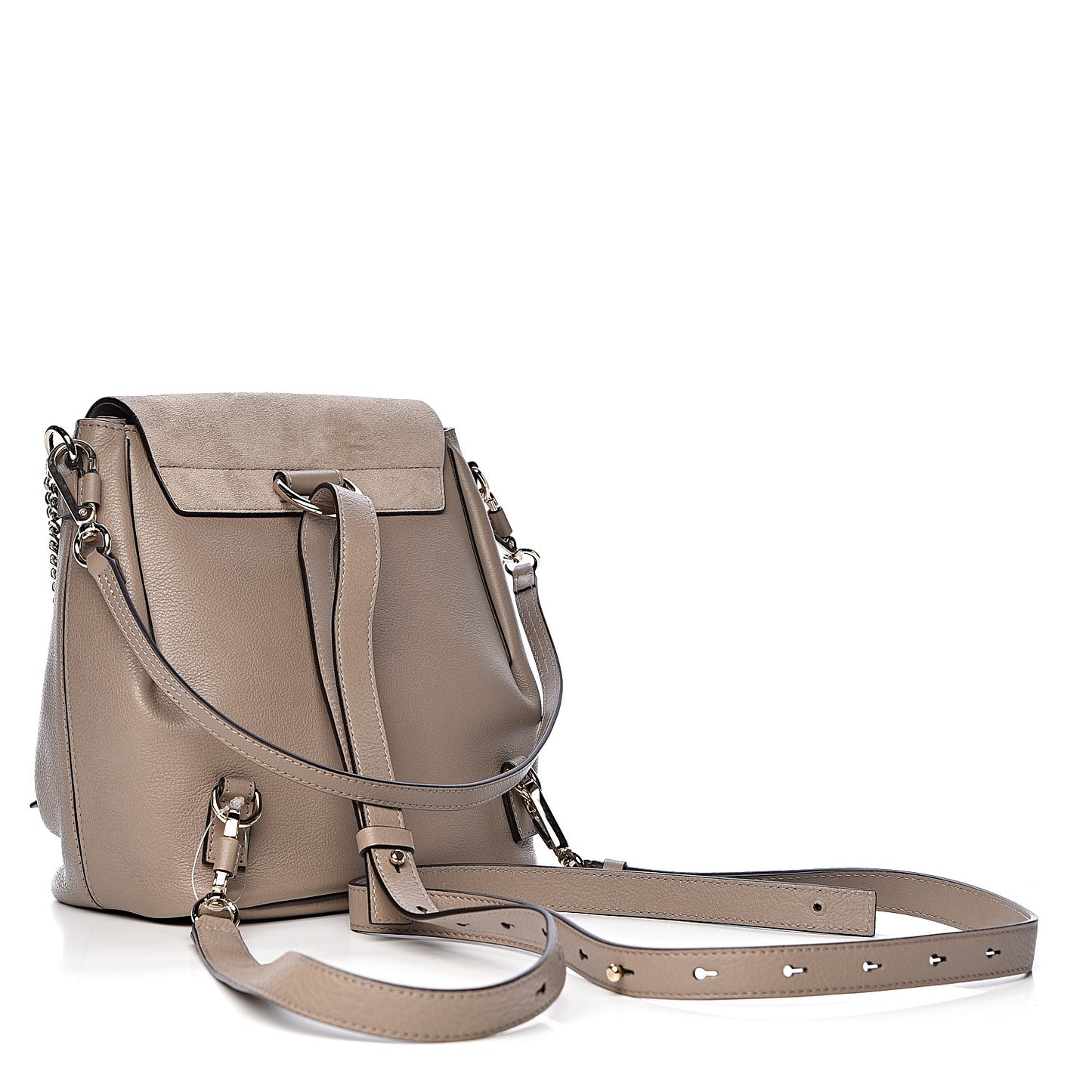 Suede Calfskin Small Faye Backpack Motty Grey