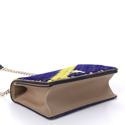 Christian Dior Canvas Velvet Diorama Club Flap Bag Blue Yellow 4 of 10
