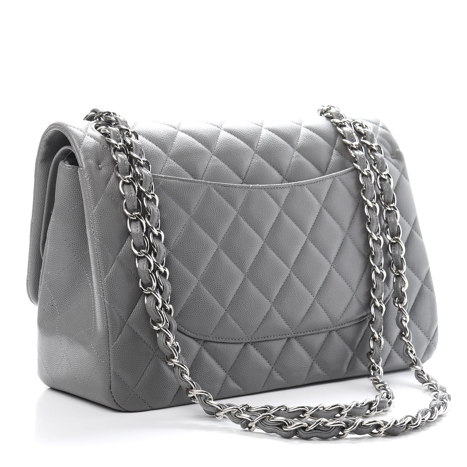 Chanel Caviar Quilted Jumbo Double Flap Grey 3 of 10