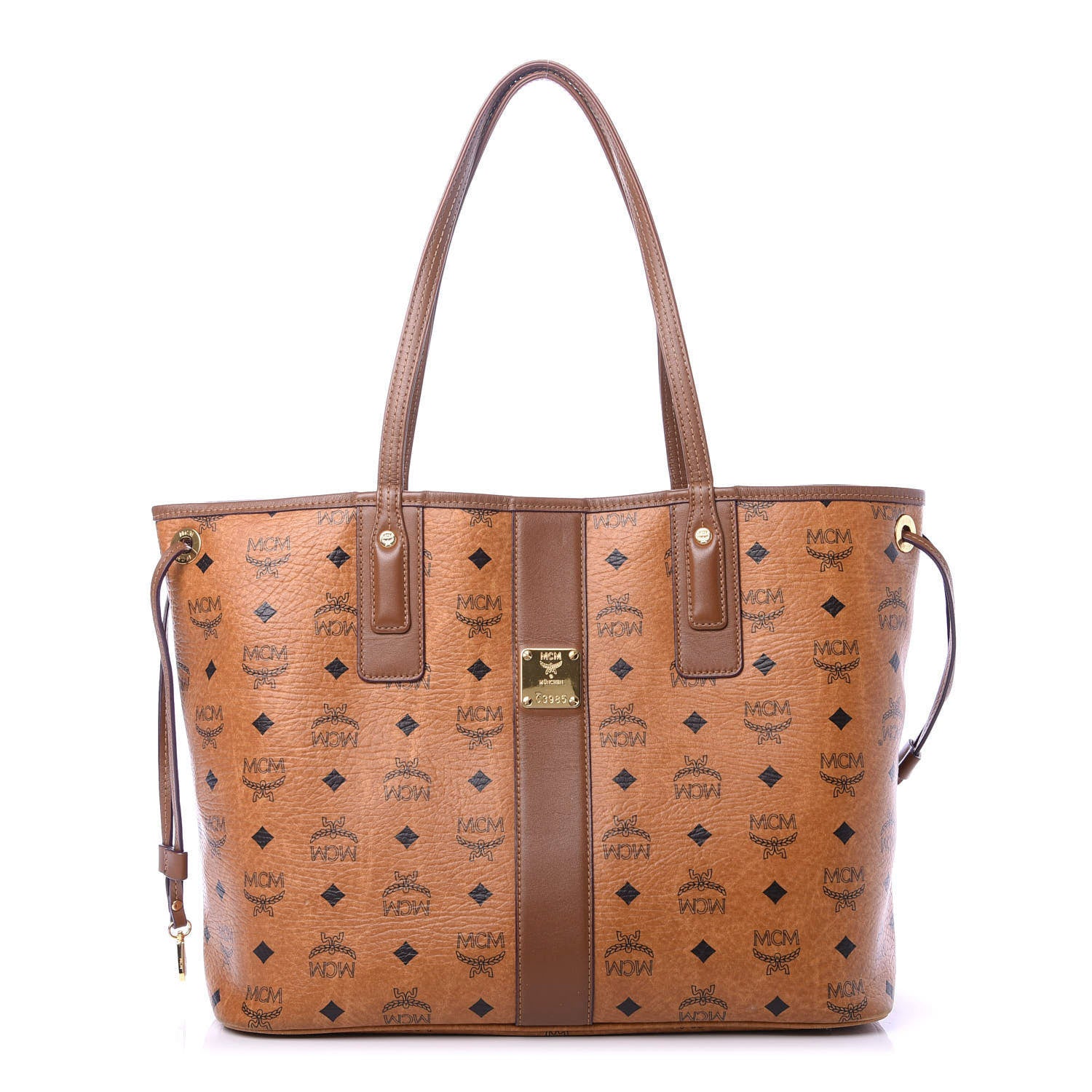 MCM Visetos Medium Liz Reversible Shopper Tote Cognac 1 of 17
