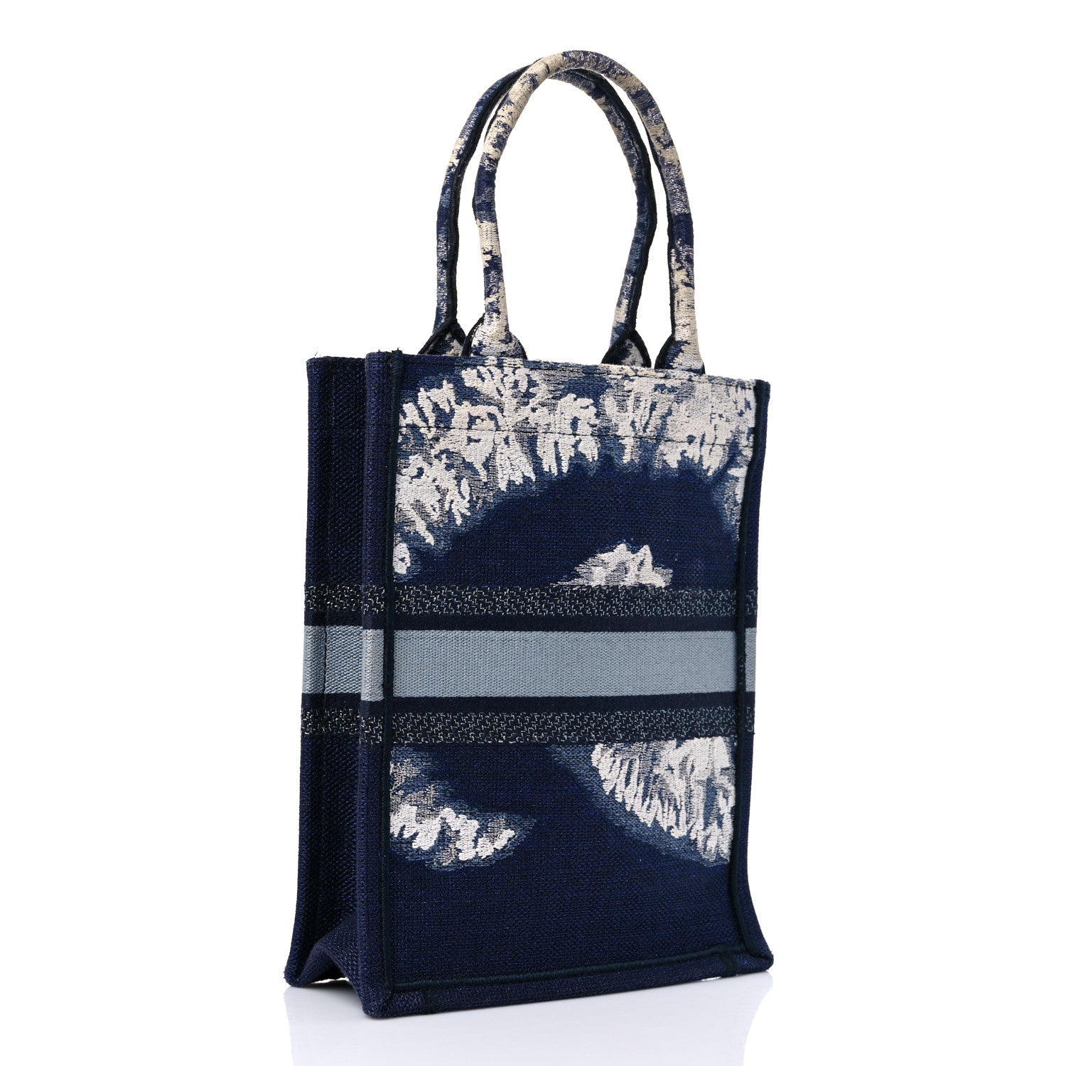 Christian Dior Canvas Embroidered Tie Dye Vertical Book Tote Blue Multicolor 3 of 18