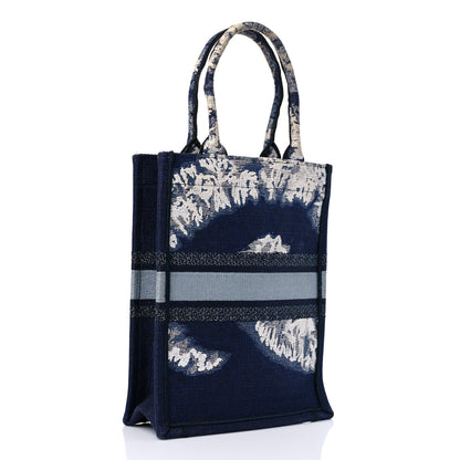 Christian Dior Canvas Embroidered Tie Dye Vertical Book Tote Blue Multicolor 3 of 18