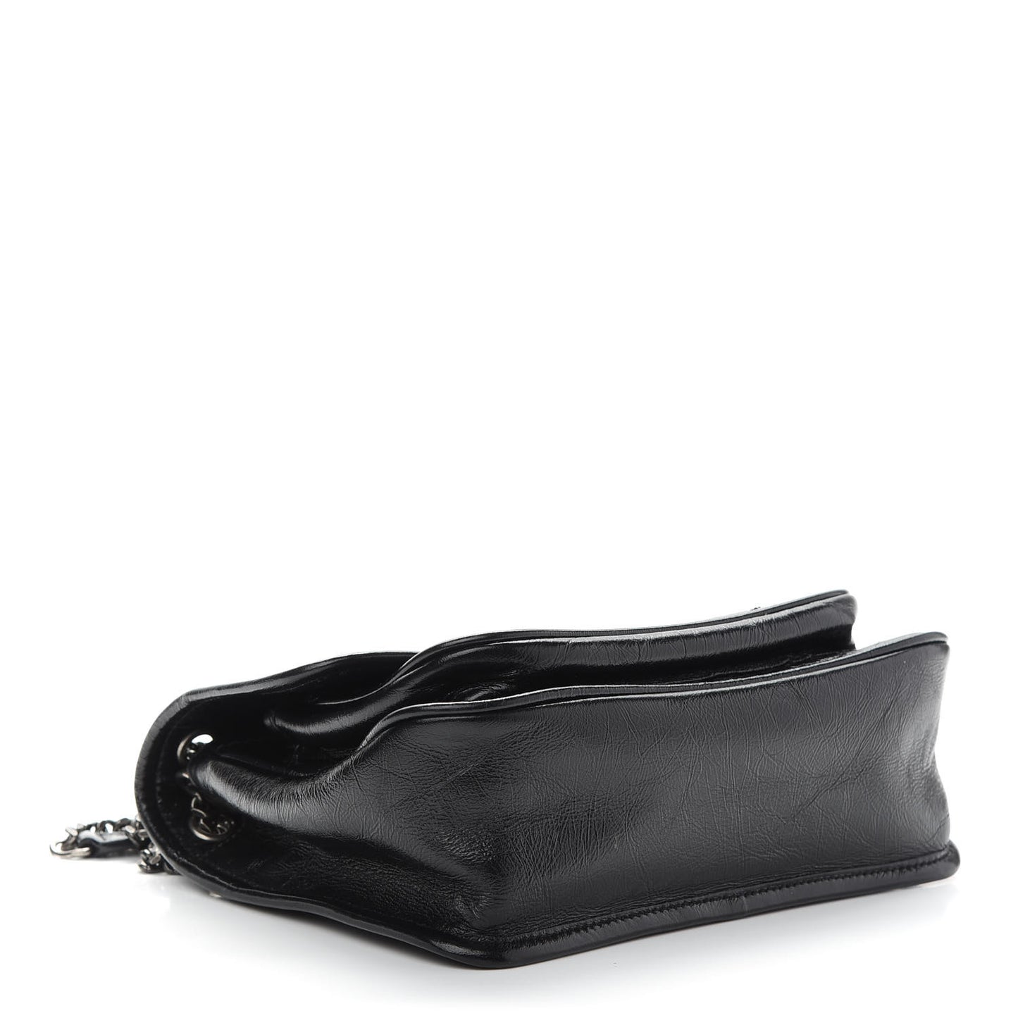 Crinkled Calfskin Matelasse Monogram Baby Niki Chain Satchel Black