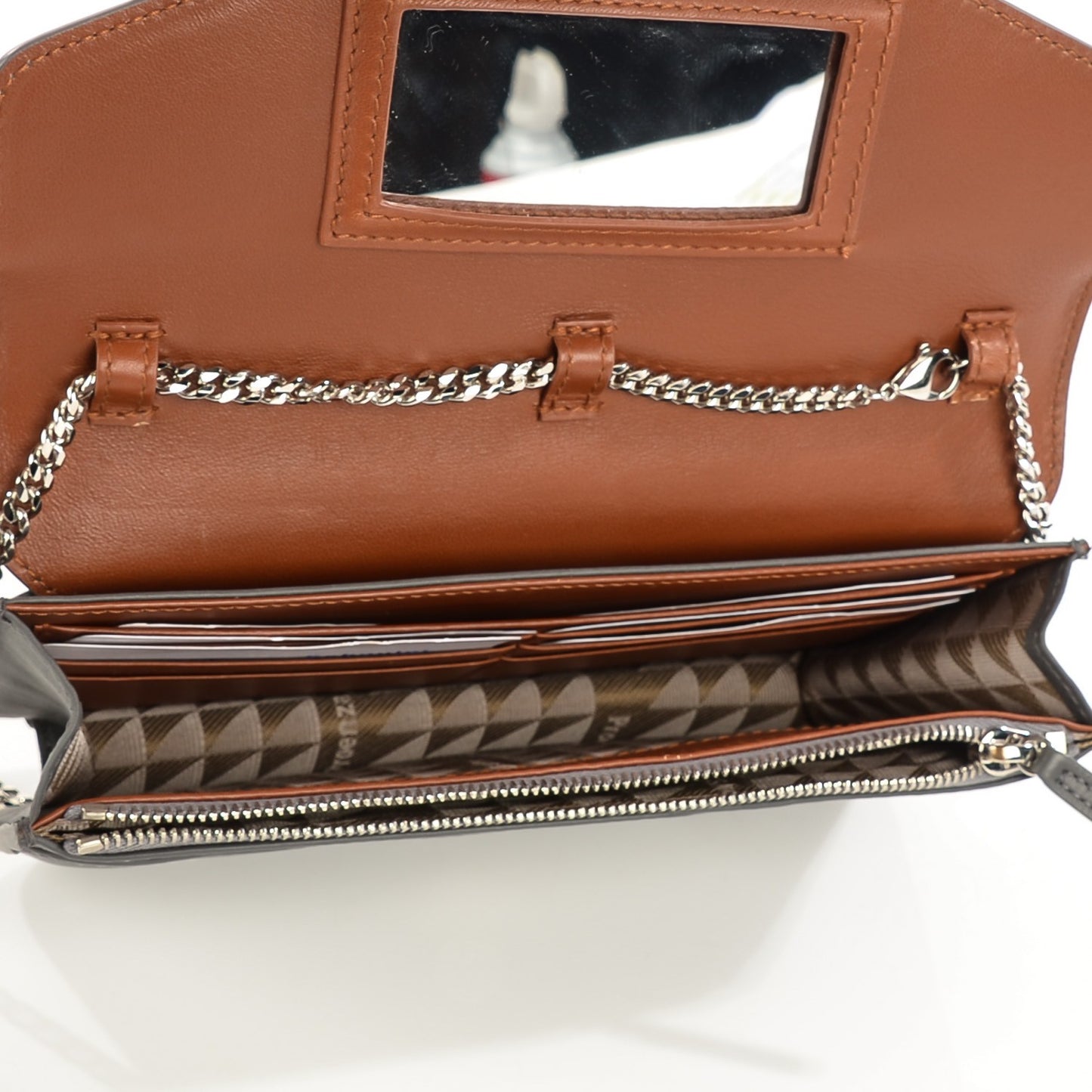 Smooth Calfskin PS11 Chain Wallet Heather Grey