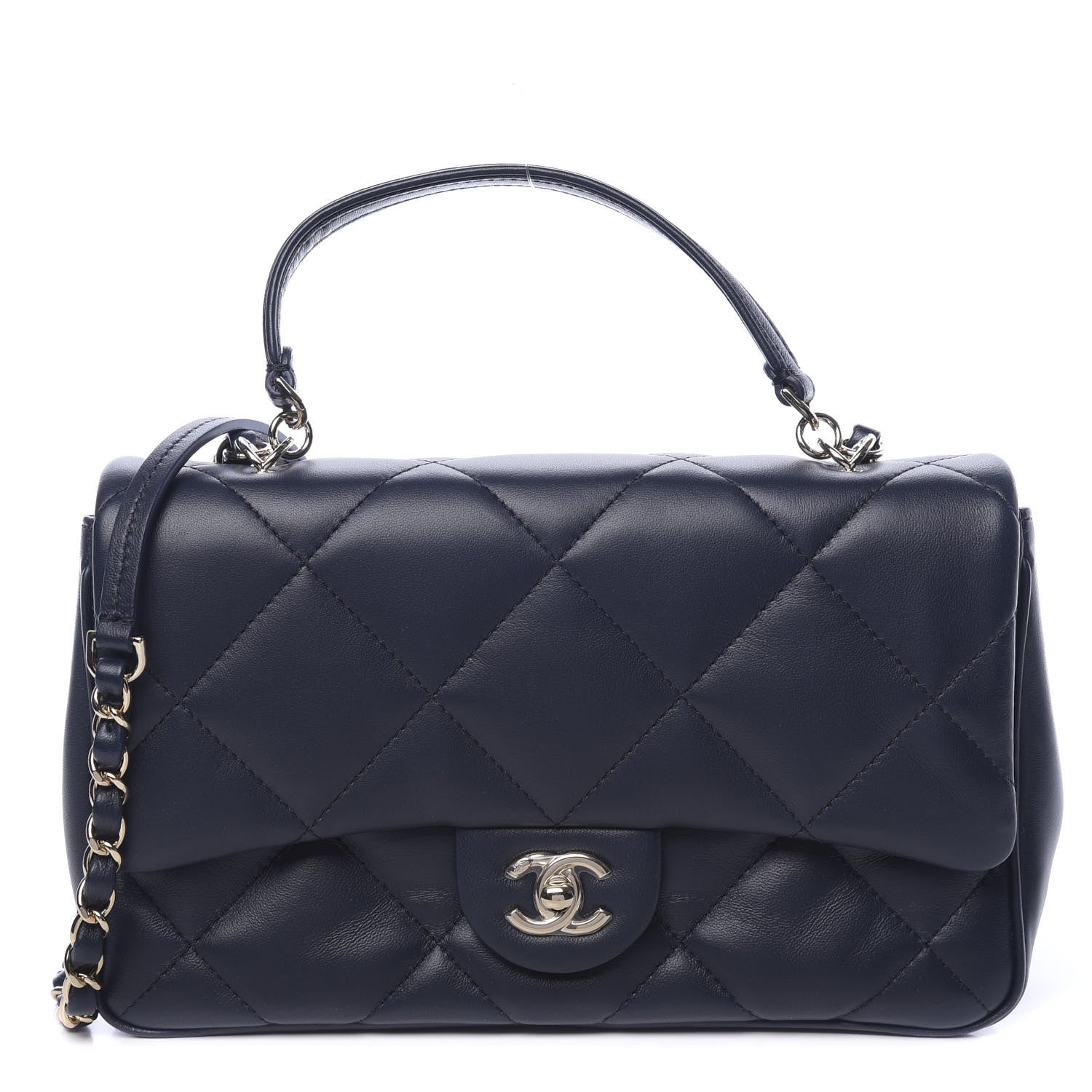 Chanel Lambskin Quilted Easy Carry Flap Navy 1 of 11