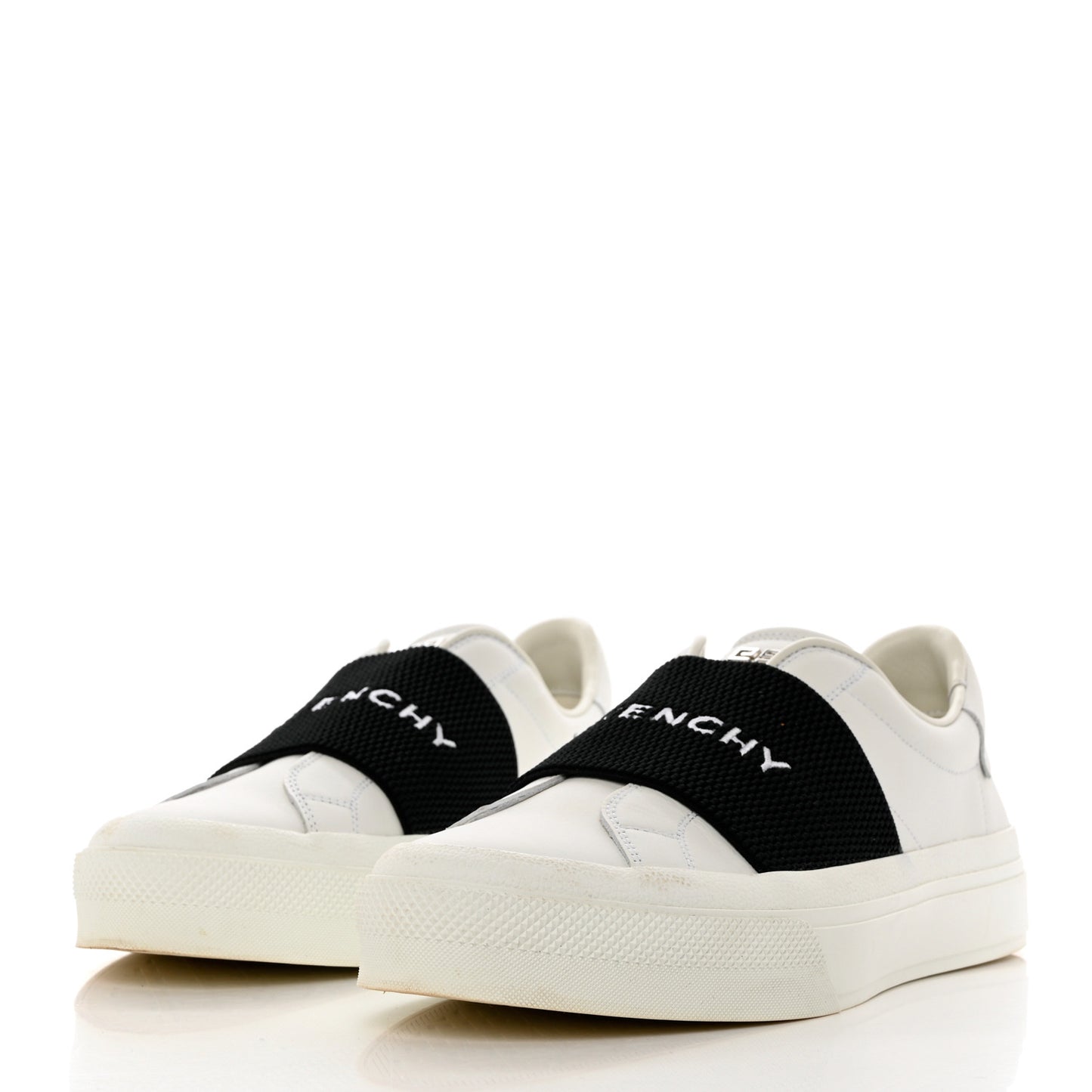 Calfskin Band Logo Womens Urban Street Sneakers 39.5 White Black