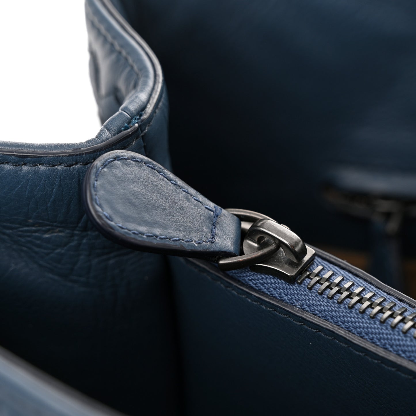 Lambskin Intrecciato Boutis Medium Tote Dark Denim