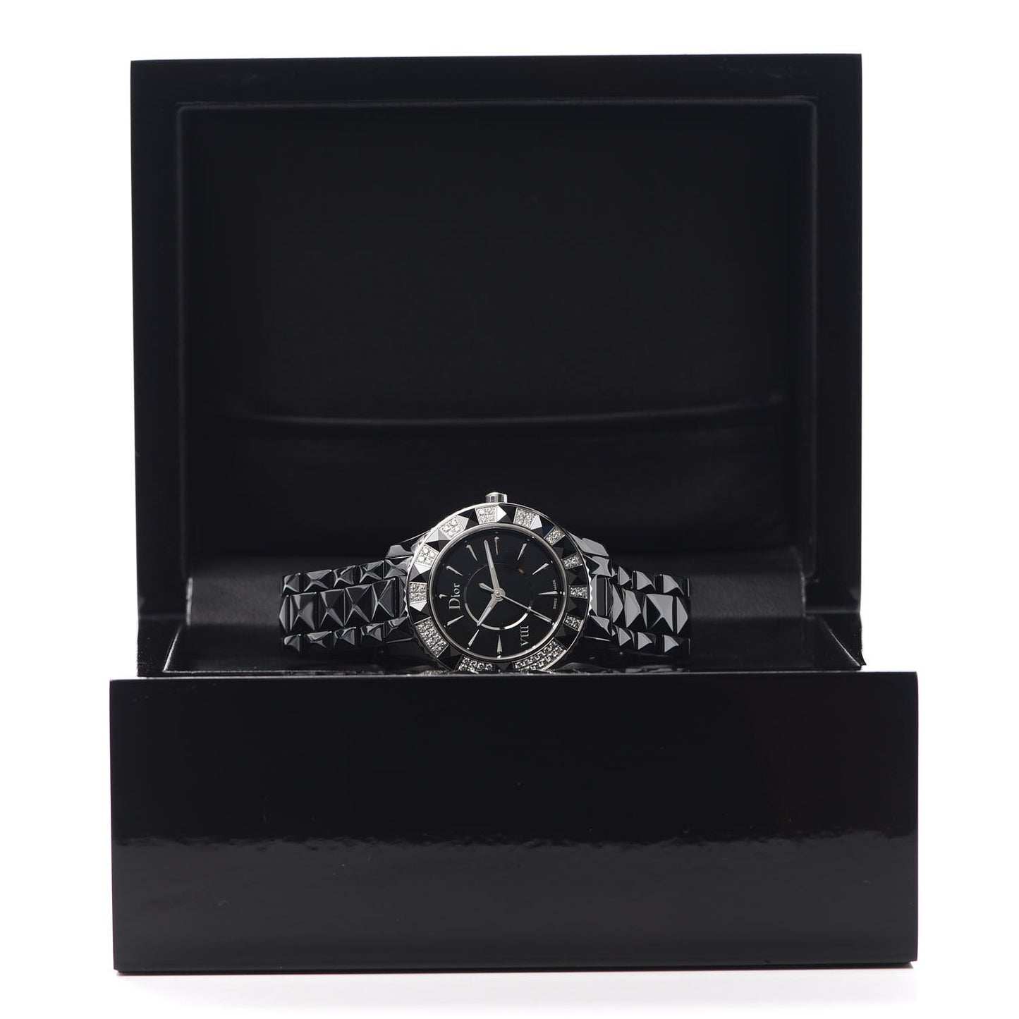 Stainless Steel Ceramic Diamond 33mm Dior VIII Quartz Watch Black
