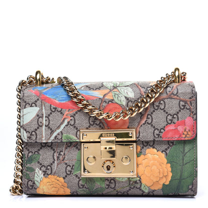 Gucci GG Supreme Monogram Tian Small Padlock Shoulder Bag Beige Multicolor New Acero 1 of 14