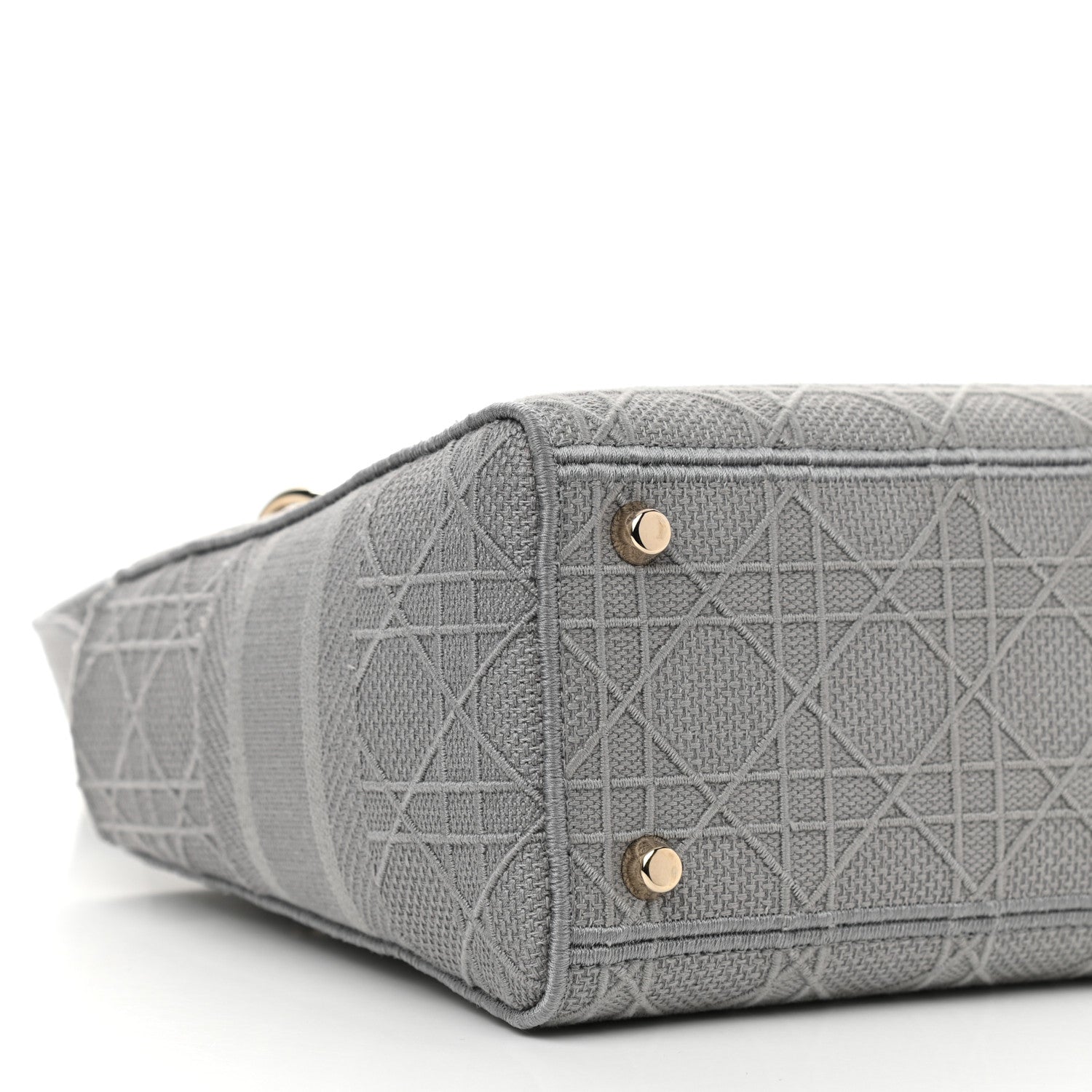 Christian Dior Canvas Embroidered Cannage Medium Lady D-Lite Gray 9 of 12