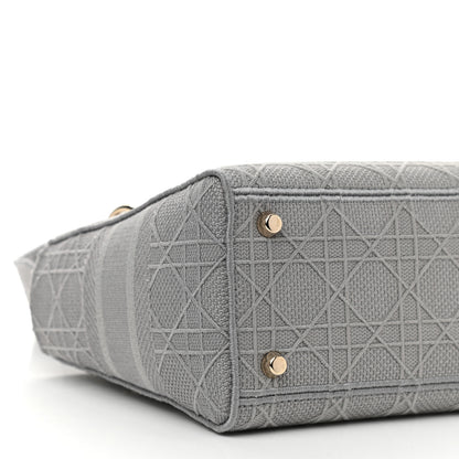 Christian Dior Canvas Embroidered Cannage Medium Lady D-Lite Gray 9 of 12