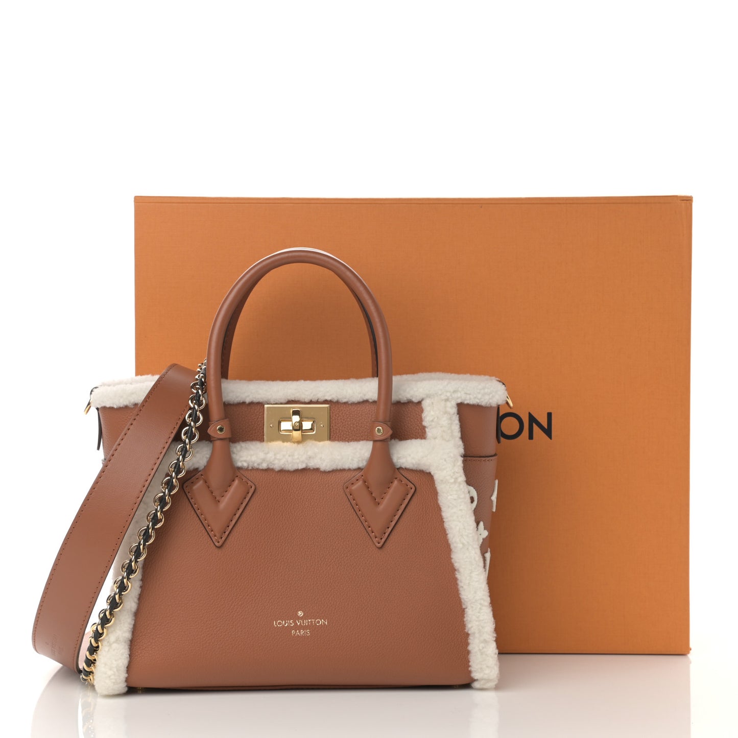 Grained Calfskin Shearling On My Side PM Caramel
