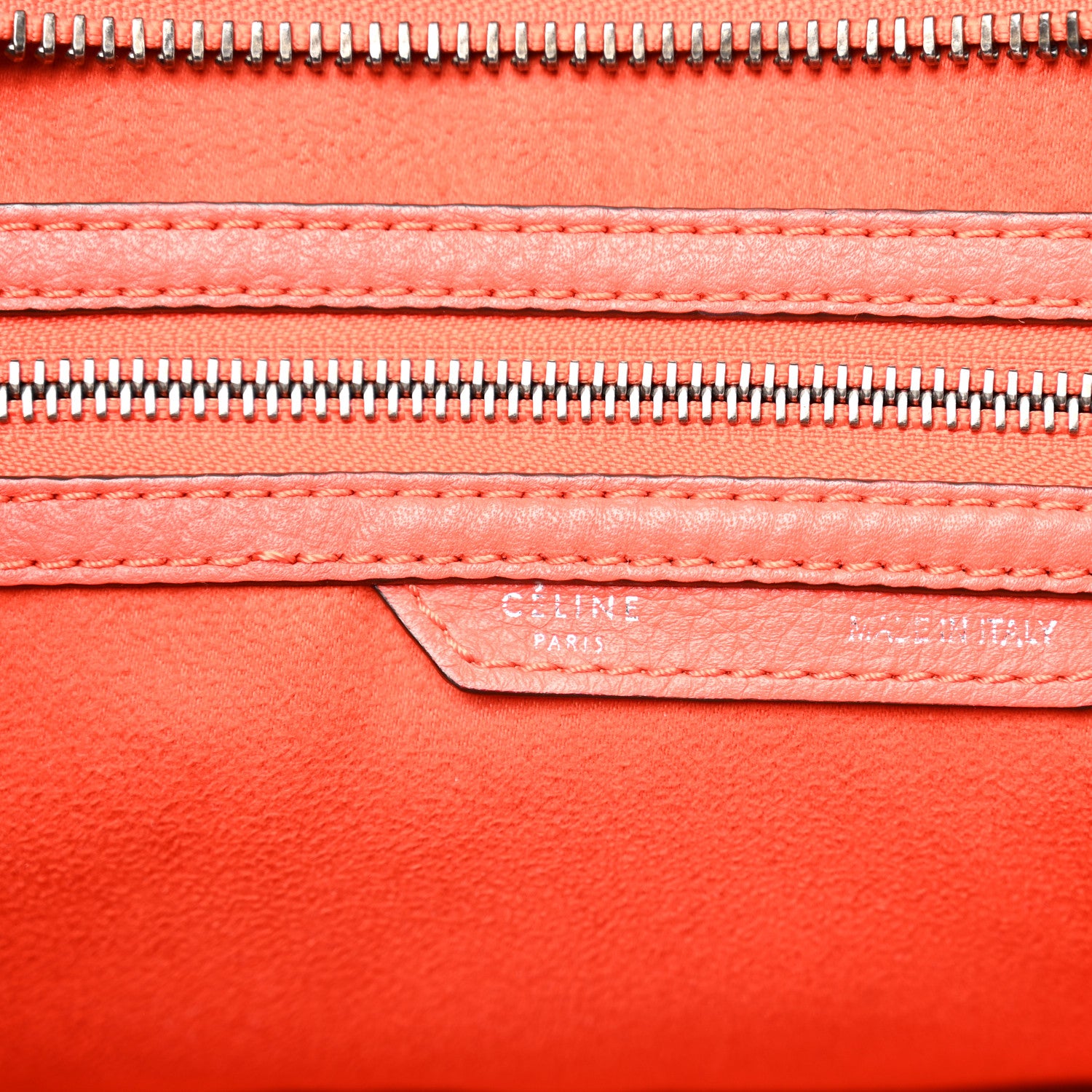 Celine Drummed Calfskin Mini Luggage Coquelicot 6 of 12