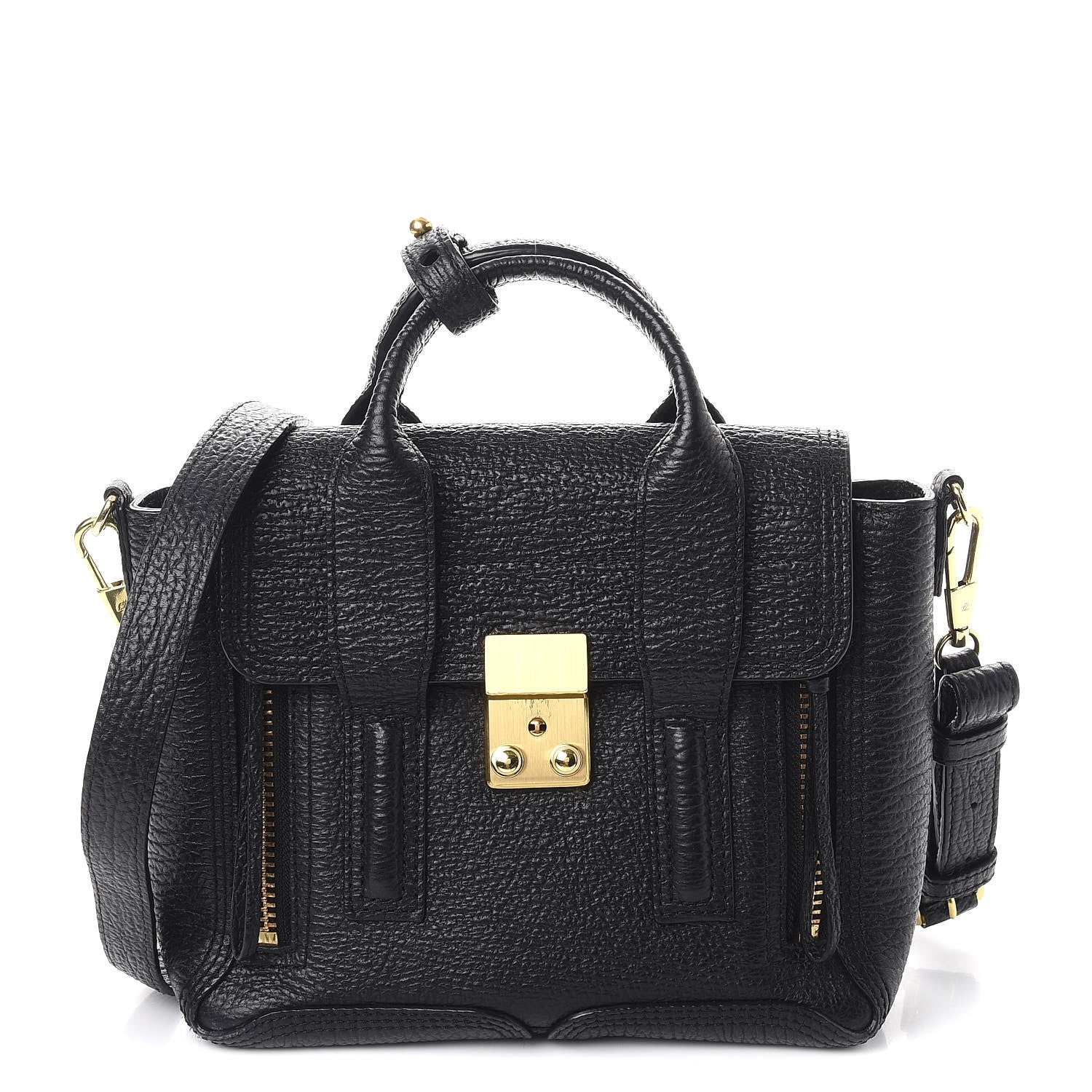 3.1 Phillip Lim 3.1 Textured Calfskin Mini Pashli Satchel Black 1 of 7
