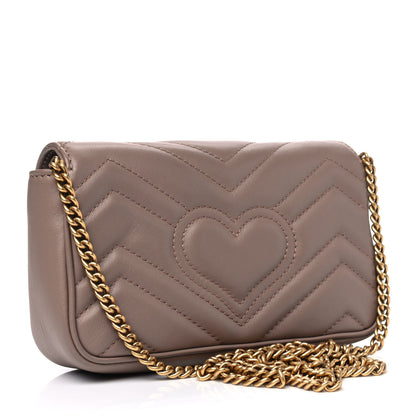 Gucci Calfskin Matelasse Super Mini GG Marmont Shoulder Bag Porcelain Rose 2 of 4