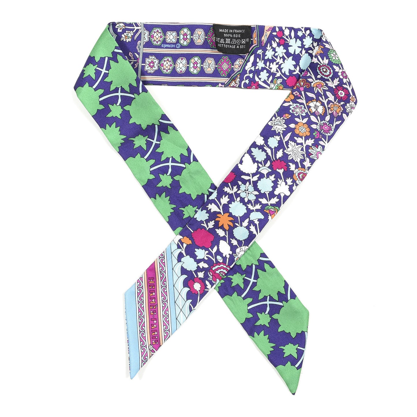 Silk Tapis Persans Twilly Vert Bleu Fuchsia