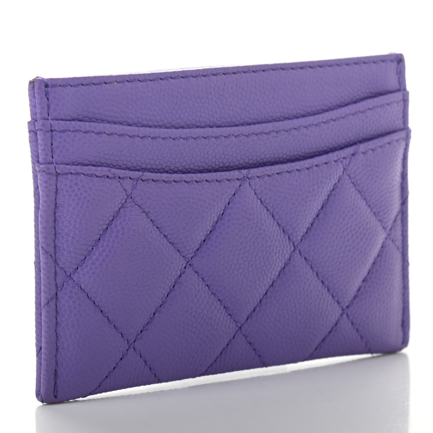 Caviar Quilted Card Holder Purple