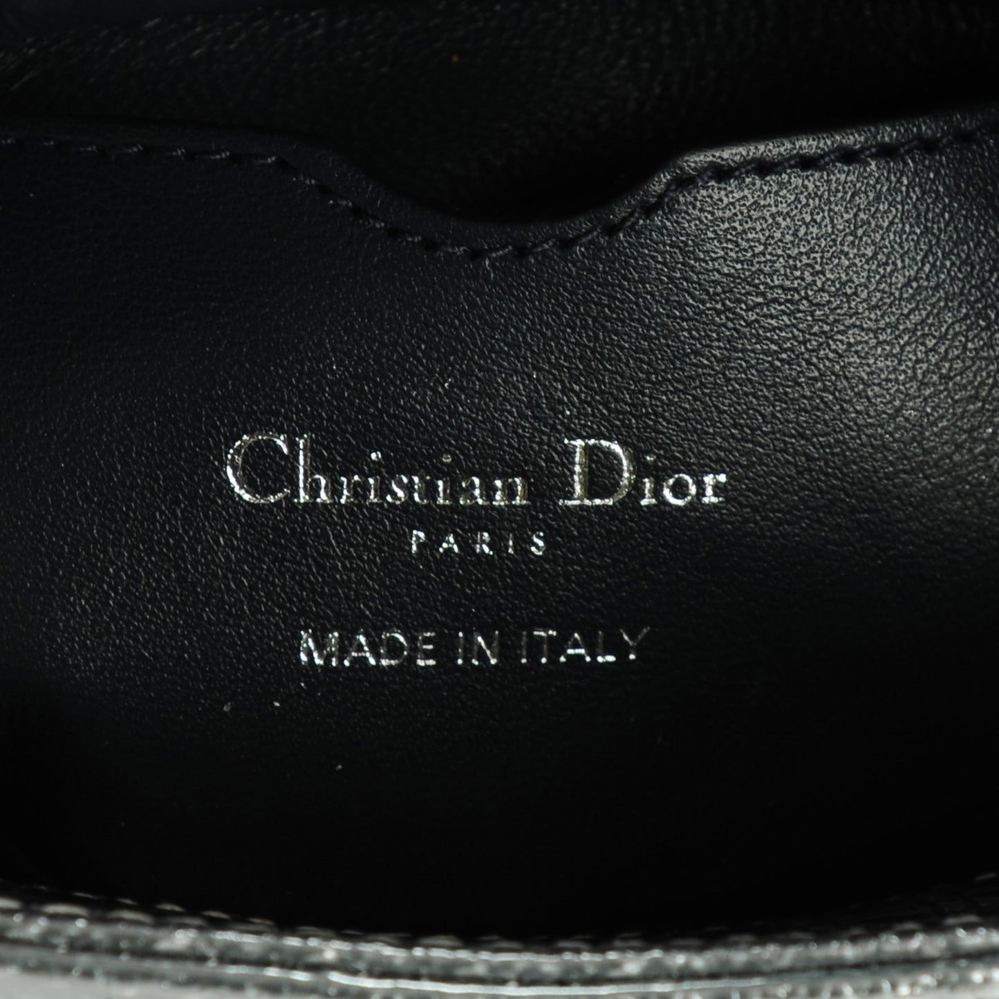 Metallic Patent Micro-Cannage Micro Lady Dior Silver