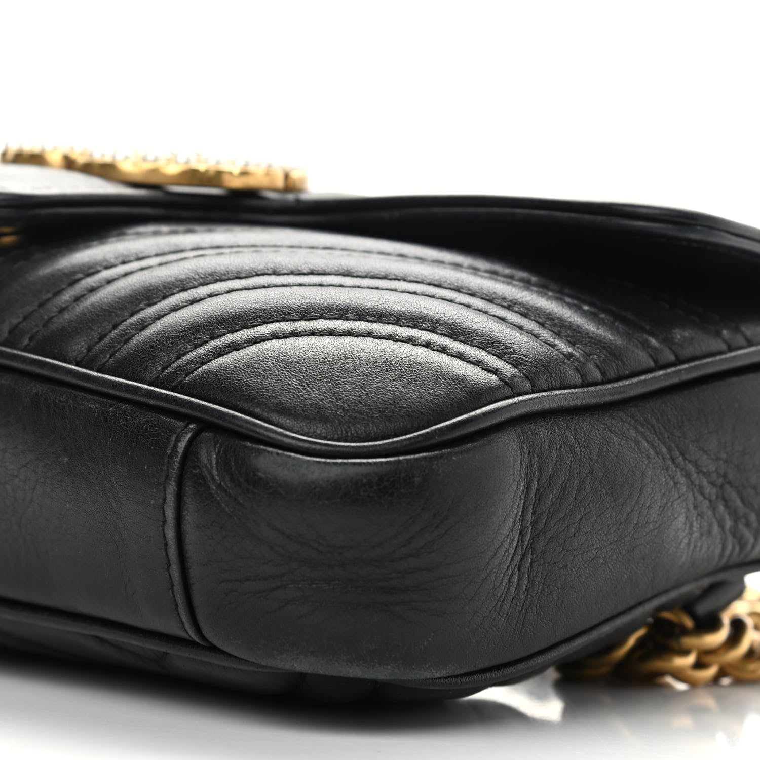 Gucci Calfskin Matelasse Pearly GG Marmont Chain Belt Bag Black 14 of 20