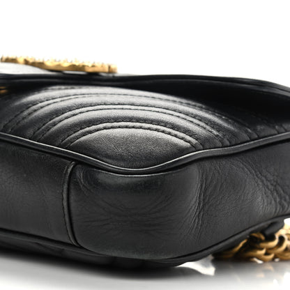 Gucci Calfskin Matelasse Pearly GG Marmont Chain Belt Bag Black 14 of 20