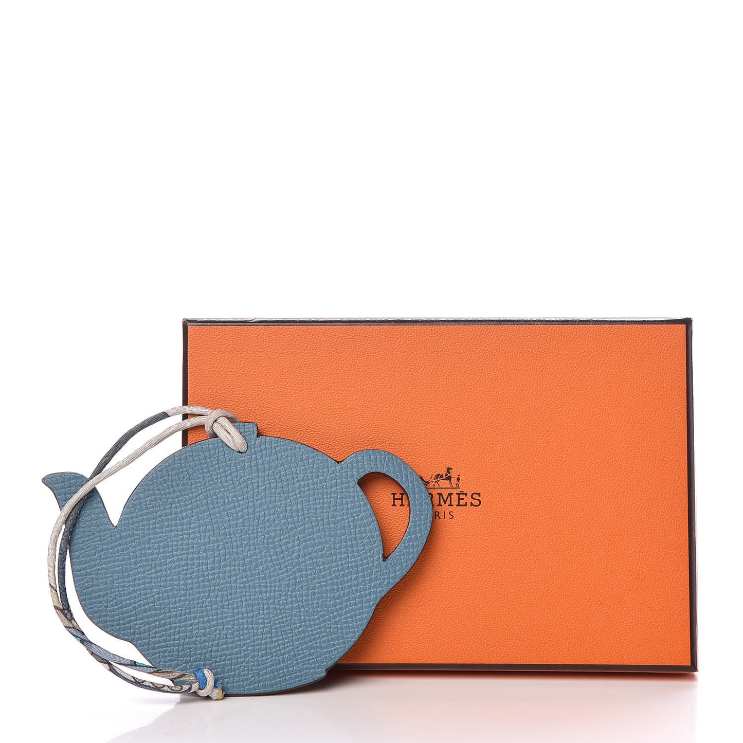 Togo Epsom Petit H Teapot Bag Charm PM Chocolate Blue Jean