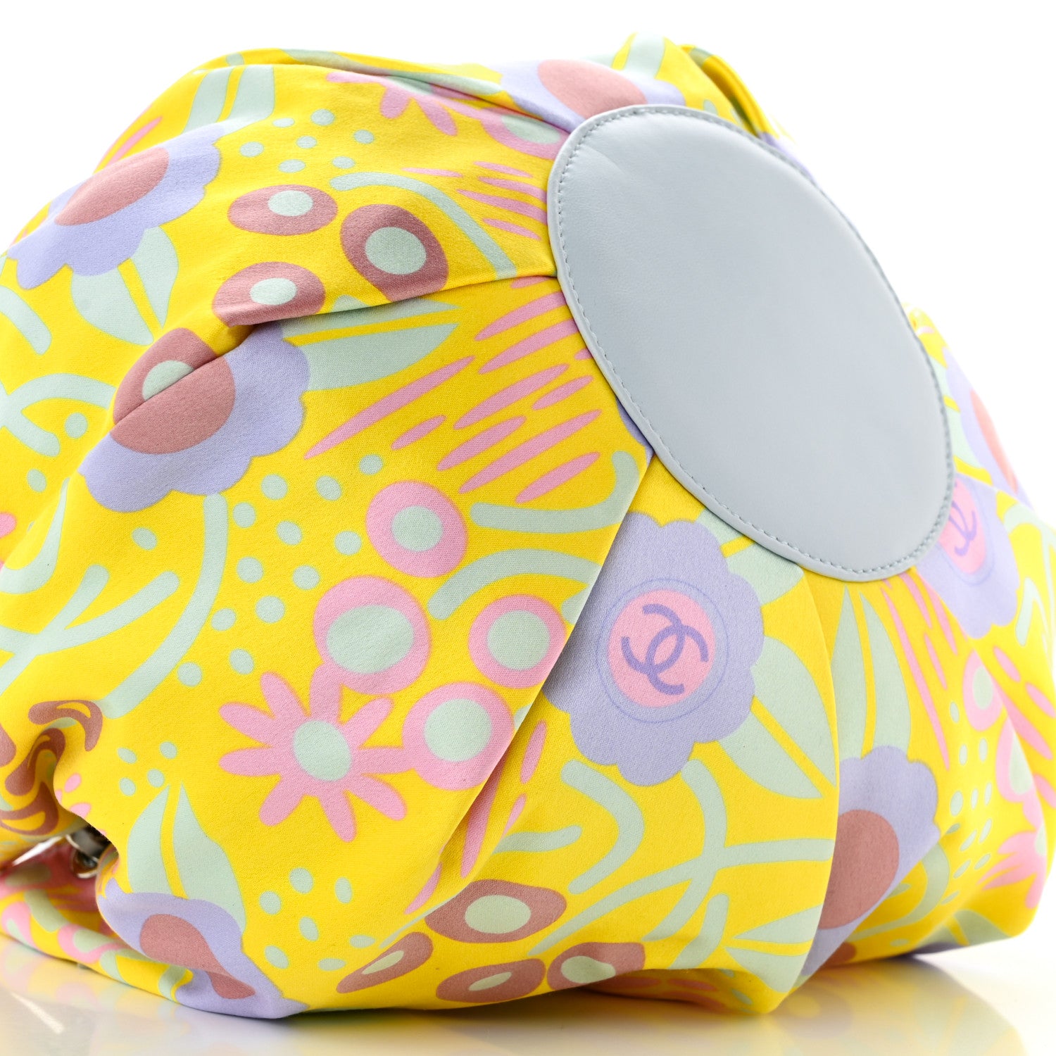 Chanel Satin Floral Printed Sac Cordon Yellow 9 of 11