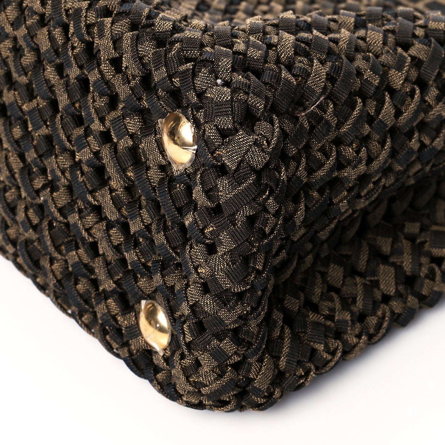 Fabric Jacquard FF 1974 Woven Knotted Medium Peekaboo Iconic Satchel Tobacco Moro