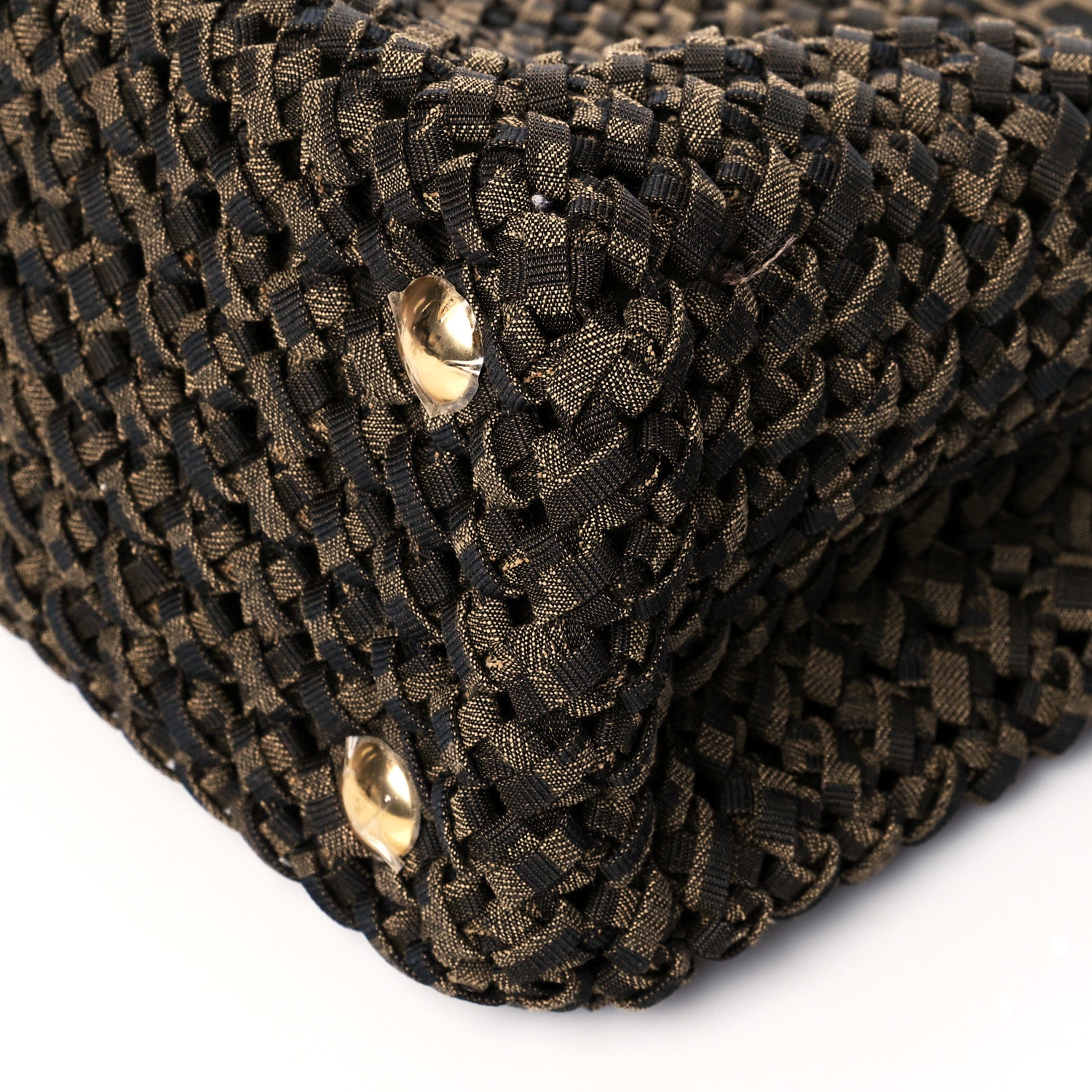 Fendi Fabric Jacquard FF 1974 Woven Knotted Medium Peekaboo Iconic Satchel Tobacco Moro 10 of 10