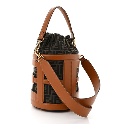 Fendi Nylon Vitello King Logo Step Out Bucket Bag Brandy 3 of 11