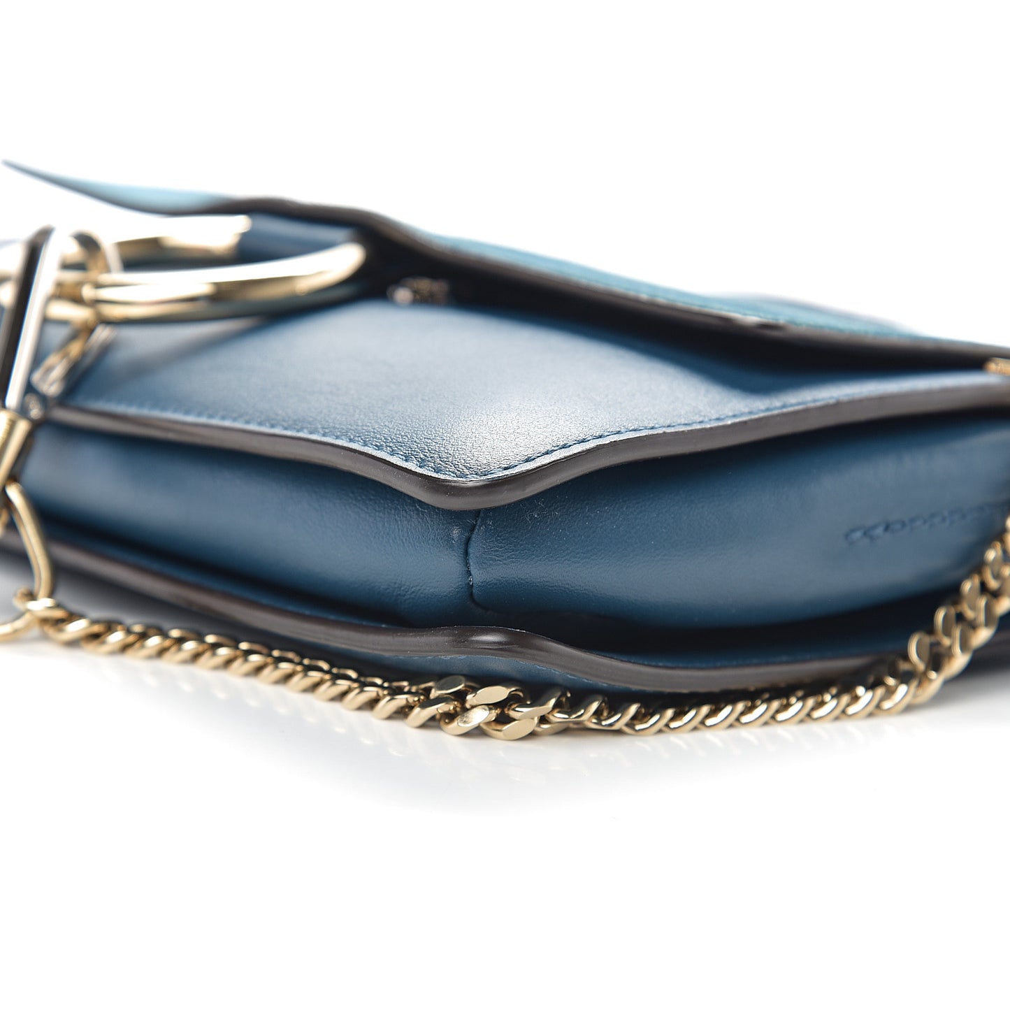 Suede Calfskin Small Faye Shoulder Bag Majolica Blue