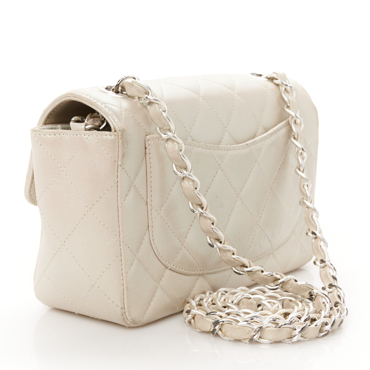 Chanel Iridescent Lambskin Quilted Mini Rectangular Flap Ivory 3 of 11