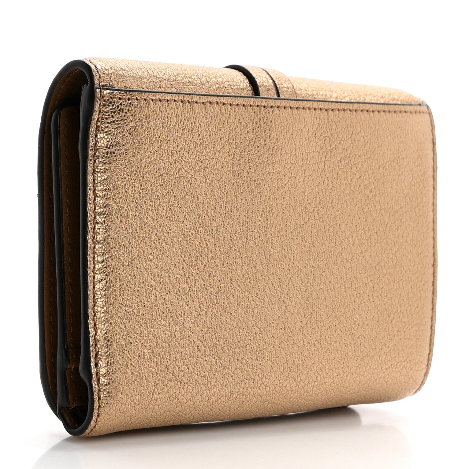 Chloe Metallic Calfskin Alphabet Trifold Wallet Gold 3 of 8