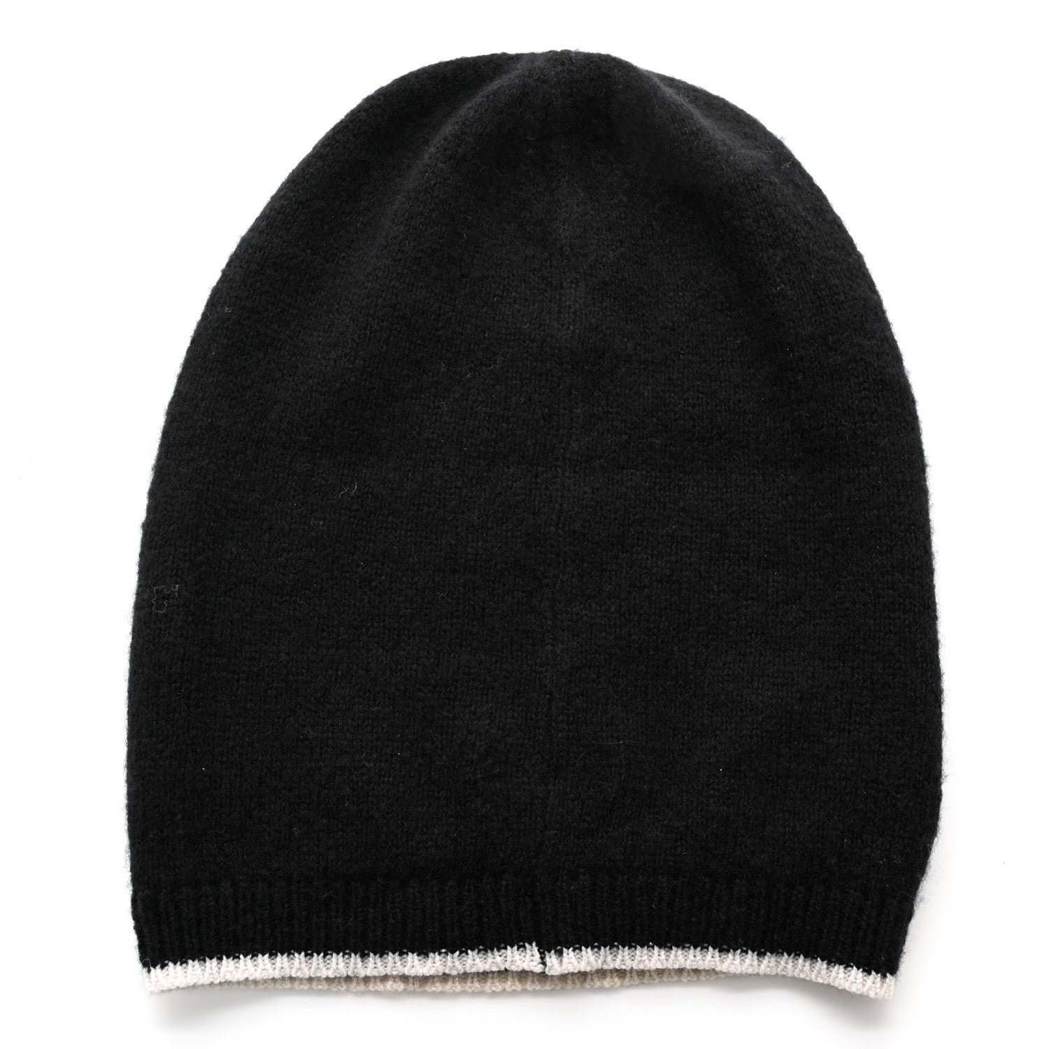 Chanel Cashmere Silk CC Beanie Hat Black White 3 of 6