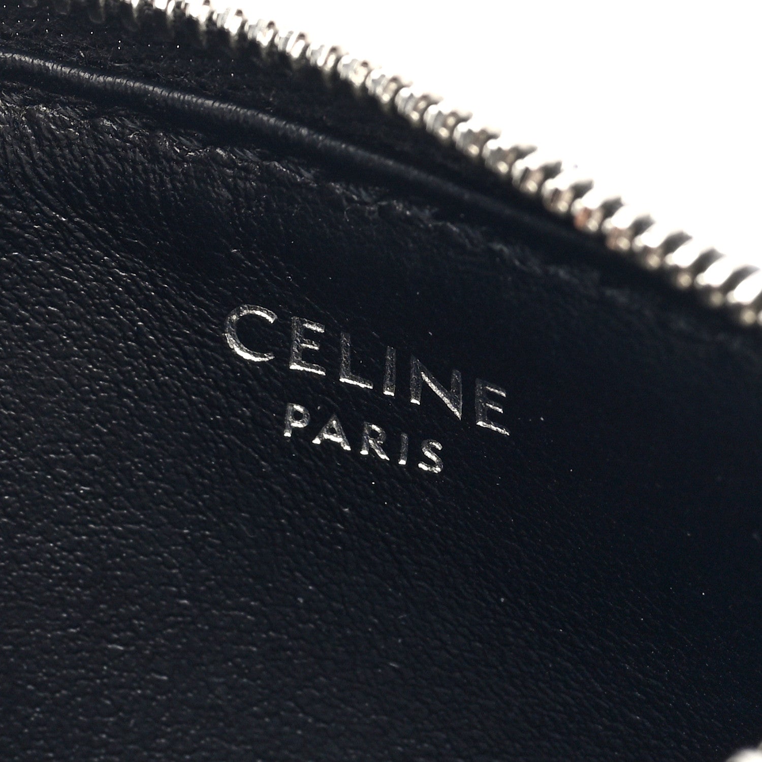 Celine Smooth Lambskin Zip Logo Card Holder Black White 6 of 6