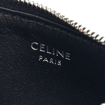 Celine Smooth Lambskin Zip Logo Card Holder Black White 6 of 6