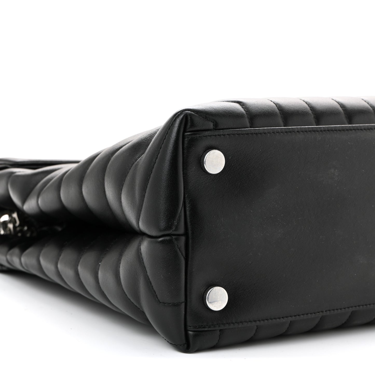 Calfskin Y Quilted Monogram Large Loulou Chain Satchel Black