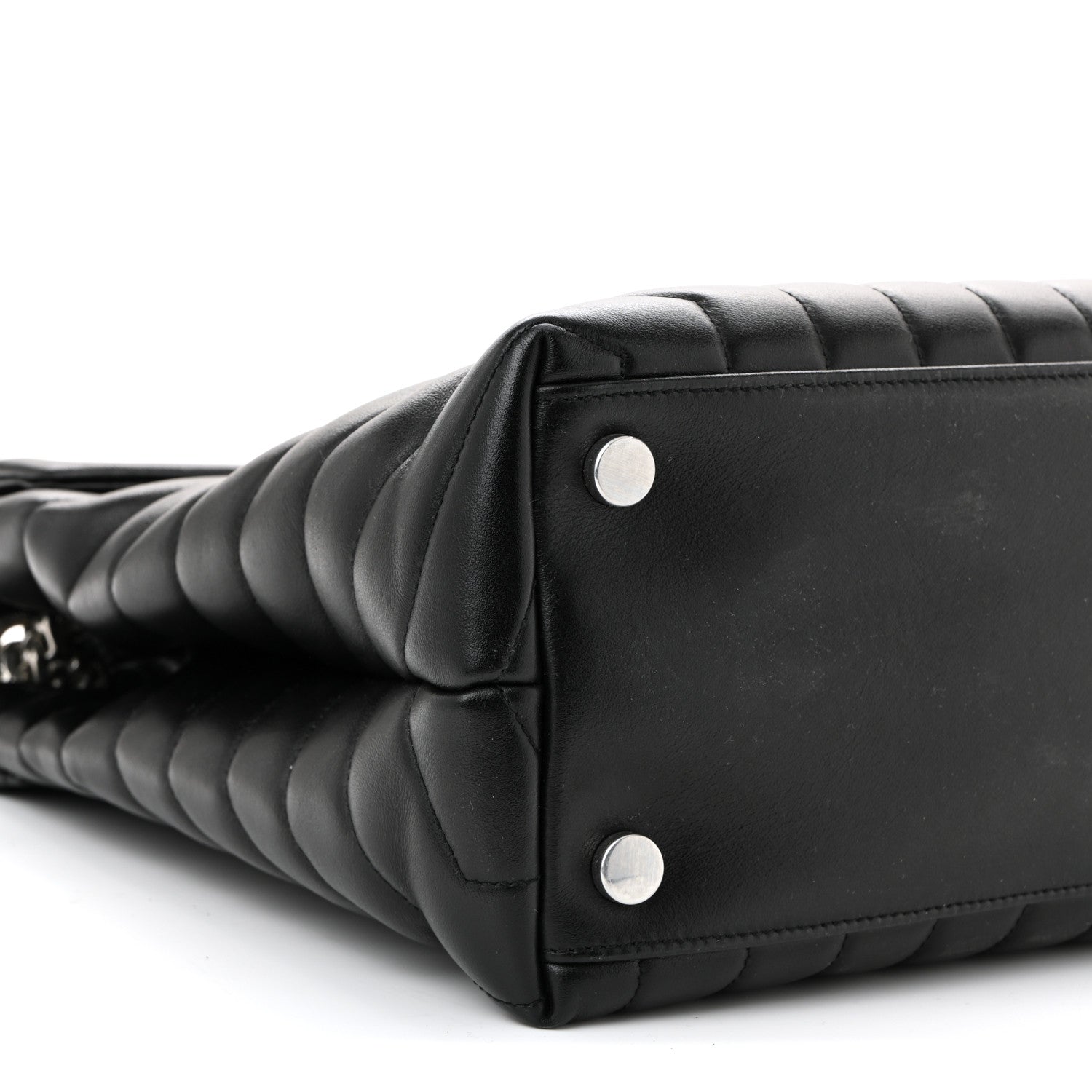 Saint Laurent Calfskin Y Quilted Monogram Large Loulou Chain Satchel Black 9 of 10