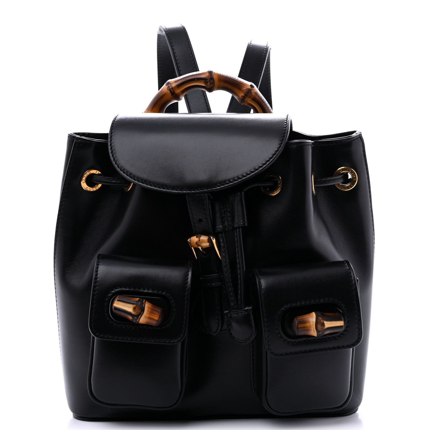 Gucci Calfskin Bamboo Backpack Black 1 of 10