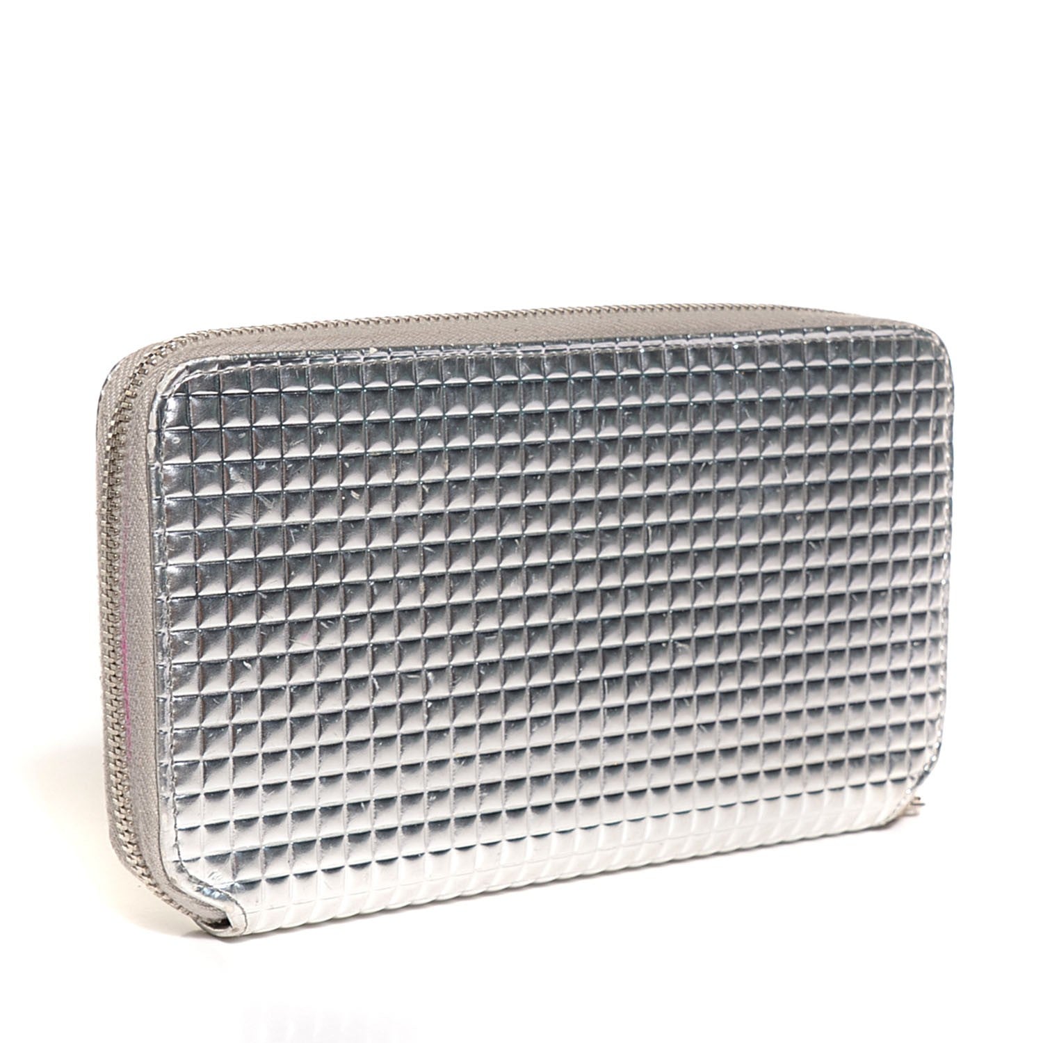 Chanel Patent Embossed CC Zip Around Wallet Silver 3 of 10