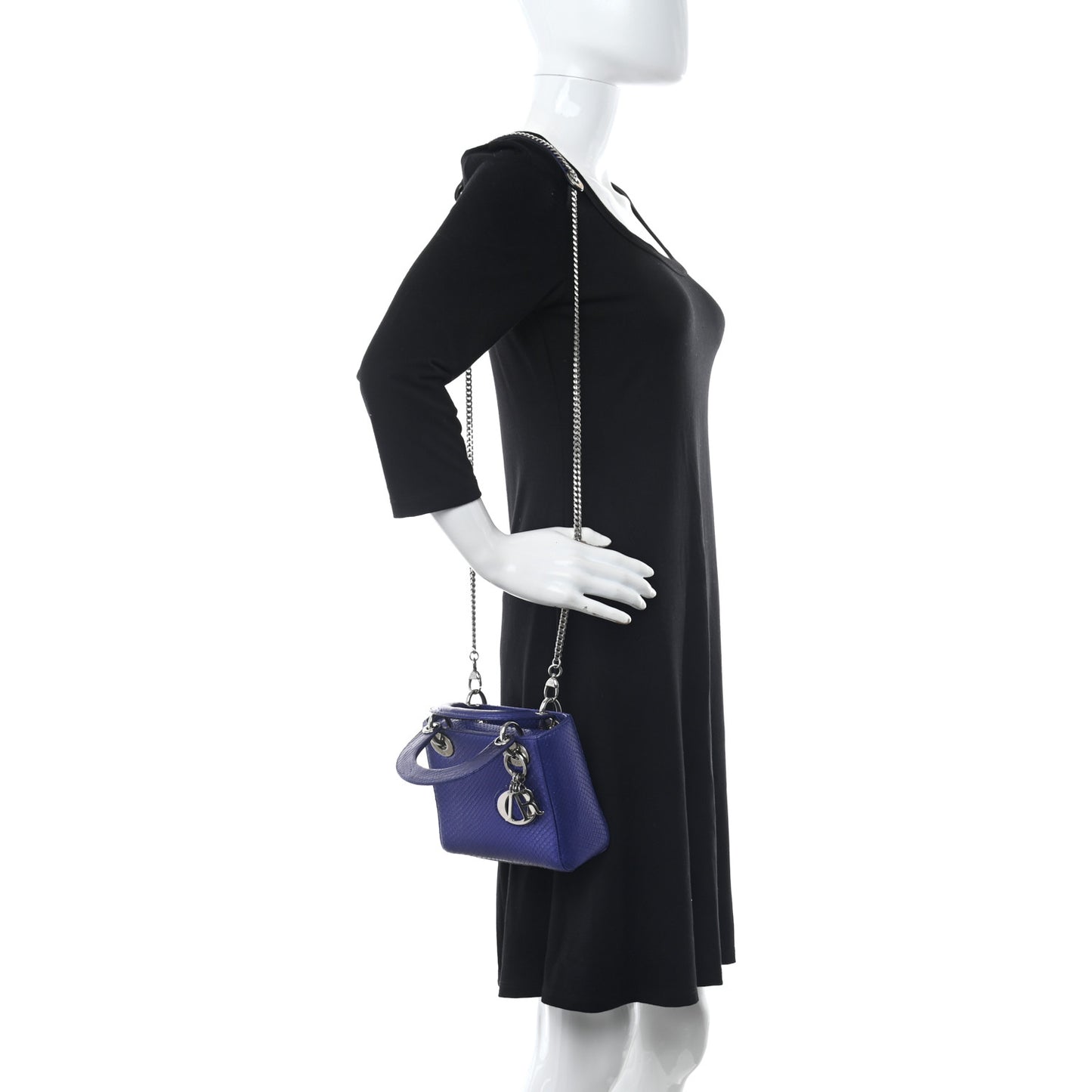 Metallic Snakeskin Mini Lady Dior Purple
