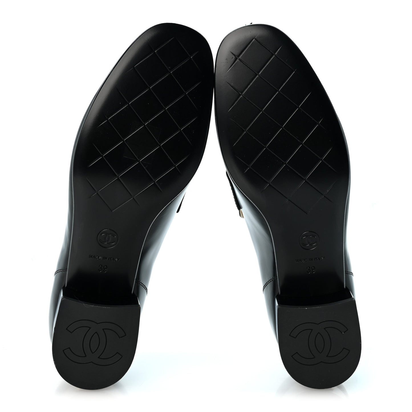 Shiny Calfskin Logo Loafers 39 Black